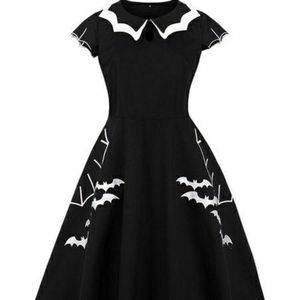 Sucrefas 1XL Bat A-Line Dress Retro Pinup Goth